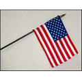 4" x 6" Deluxe Rayon U.S. Stick Flag with Spear Top on 3/16" Diameter Black Dowel